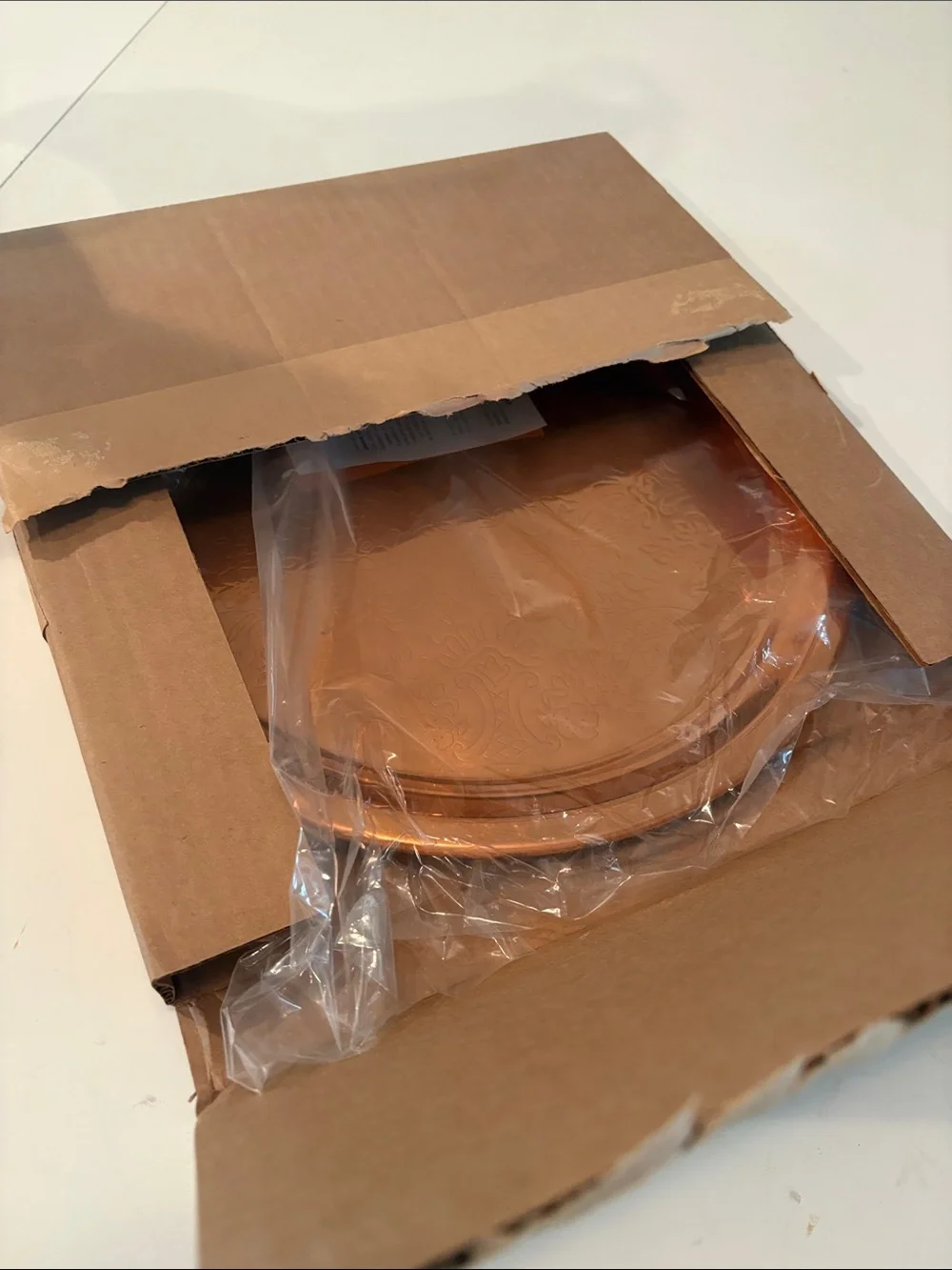 Vintage Princess House etched copper serving plate new in box